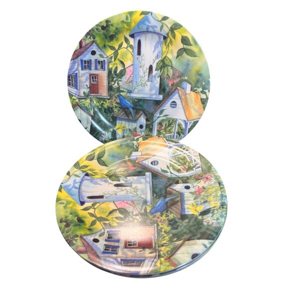 Set of 5 Italy Melamine Plates Birdhouse Garden Design Made in Italy Cottagecore - Picture 1 of 8